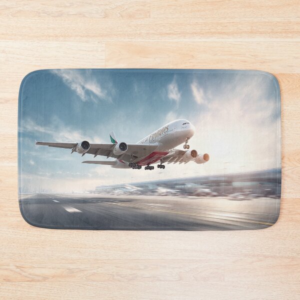 Item preview, Emirates A380 Powering Into the Air Under Blue Skies designed and sold by Skyframe Aviation.