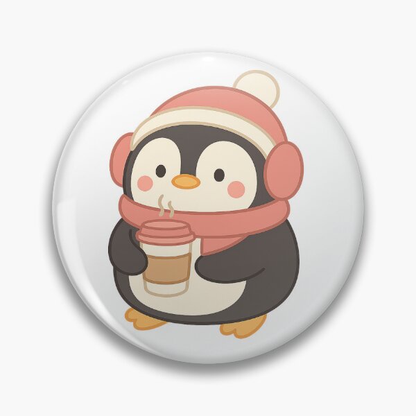 Item preview, Cozy Winter Penguin with Coffee – Cute Kawaii Illustration designed and sold by ColorNestStudio.