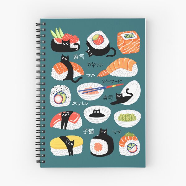 Item preview, Algas de sushi con forma de gato y tipografía japonesa: verde azulado designed and sold by TigaTiga.