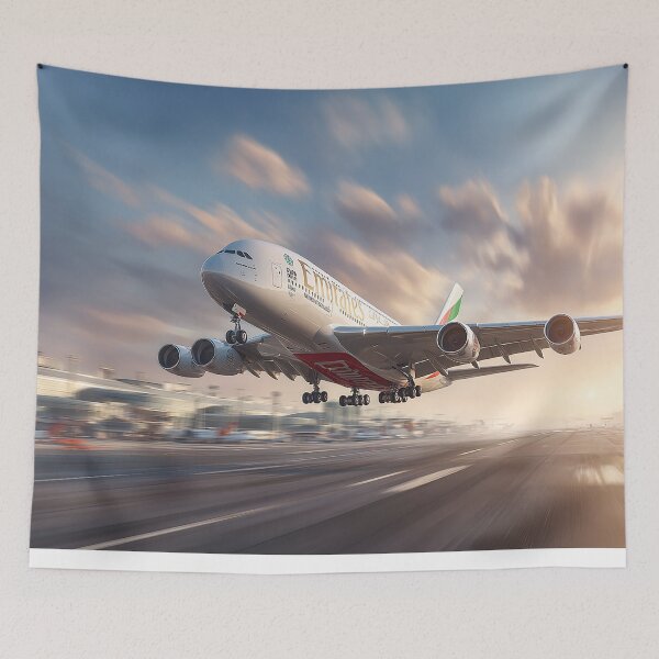 Item preview, The Emirates Superjumbo Lifting From the Runway as Passengers Look On designed and sold by Skyframe Aviation.
