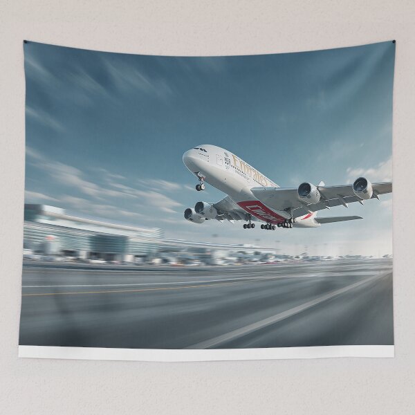 Item preview, Emirates Airbus A380 Starting Its Takeoff Roll on a Hot Afternoon designed and sold by Skyframe Aviation.