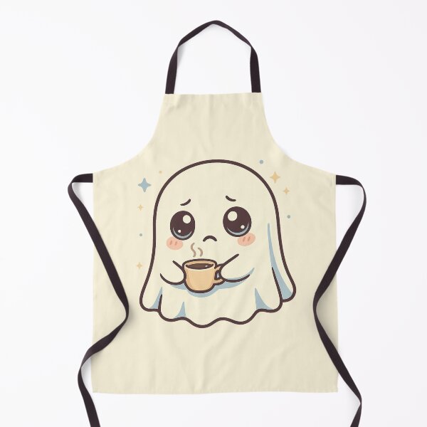 Item preview, Sad Kawaii Ghost With Coffee - Cute Cozy Aesthetic Art designed and sold by TheEchoStudio.