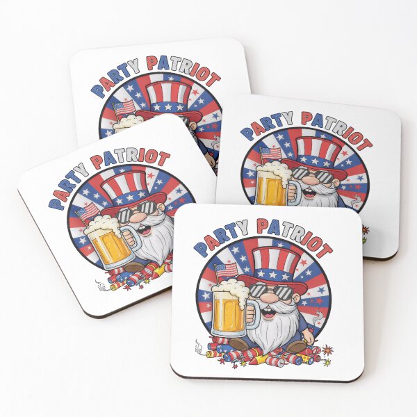 Item preview, Patriotic Chubby Gnome T-Shirt: American Flag Hat & Sunglasses Holding Oversized Beer Mug on Fireworks Pile. Funny 4th of July Beer Lover Apparel. designed and sold by ZyxDes.