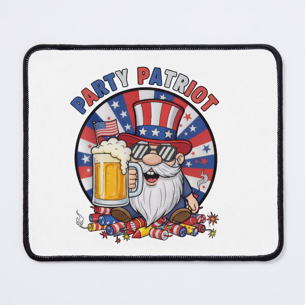 Item preview, Patriotic Chubby Gnome T-Shirt: American Flag Hat & Sunglasses Holding Oversized Beer Mug on Fireworks Pile. Funny 4th of July Beer Lover Apparel. designed and sold by ZyxDes.
