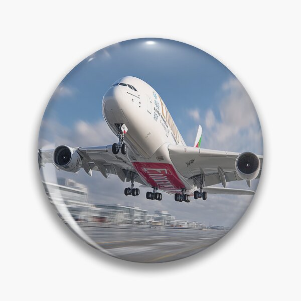 Item preview, Emirates Luxury A380 Beginning Its Ascent on a Busy Runway designed and sold by Skyframe Aviation.