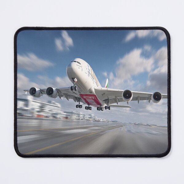 Item preview, Emirates Luxury A380 Beginning Its Ascent on a Busy Runway designed and sold by Skyframe Aviation.