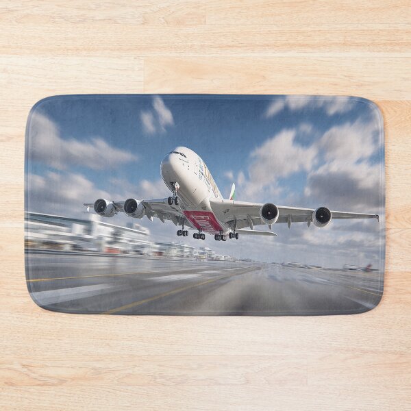 Item preview, Emirates Luxury A380 Beginning Its Ascent on a Busy Runway designed and sold by Skyframe Aviation.