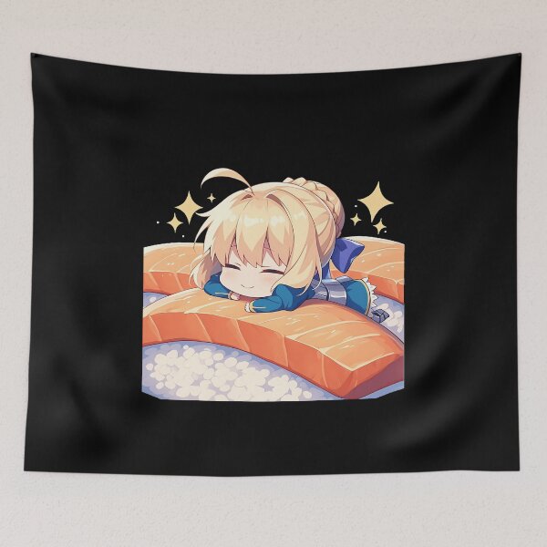 Item preview, Saber Fate Stay Night Anime Girl Kawaii Chibi Sushi Roll designed and sold by CarlosBender.