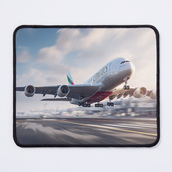 Item preview, Emirates Double Deck A380 Breaking Free of the Ground on a Hot Afternoon designed and sold by Skyframe Aviation.
