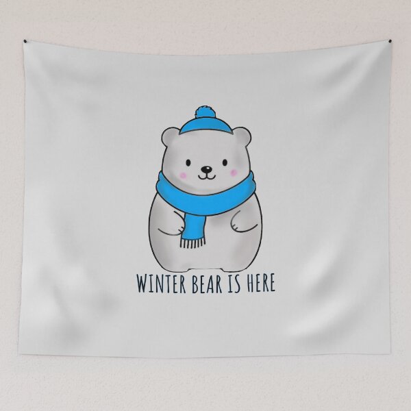 Item preview, Holiday Season Winter Bear Illustration | Kawaii Minimal Snowy Season Design designed and sold by dailyprintables.