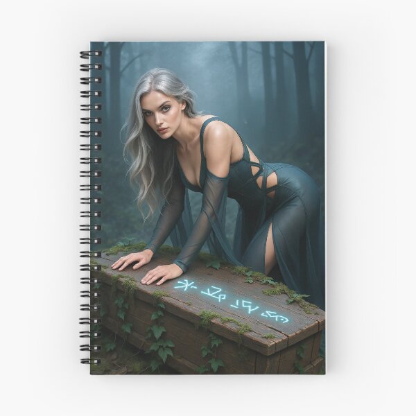 Item preview, White haired woman in forest coffin   designed and sold by CathryneDelamort.