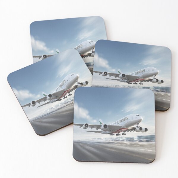 Item preview, Airbus A380 Emirates Rising From the Runway on a Warm Morning designed and sold by Skyframe Aviation.