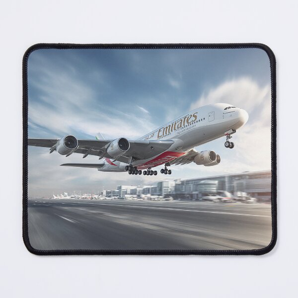 Item preview, Emirates Luxury A380 Rising Into Bright Skies as Passengers Look On designed and sold by Skyframe Aviation.