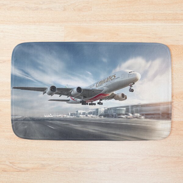 Item preview, Emirates Luxury A380 Rising Into Bright Skies as Passengers Look On designed and sold by Skyframe Aviation.