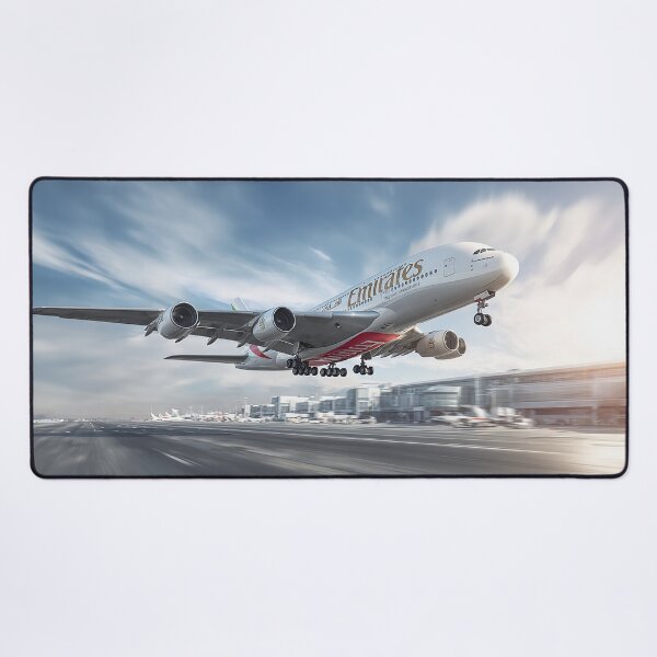 Item preview, Emirates Luxury A380 Rising Into Bright Skies as Passengers Look On designed and sold by Skyframe Aviation.