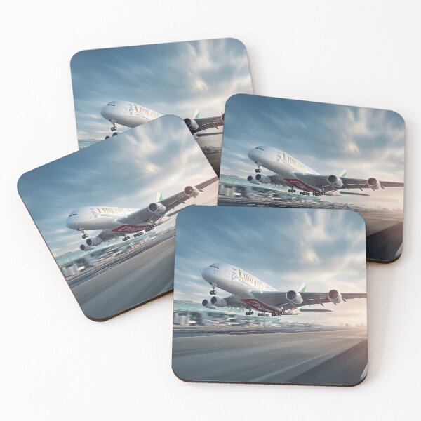 Item preview, Emirates Flagship A380 Climbing Gracefully Under Bright Sunlight designed and sold by Skyframe Aviation.