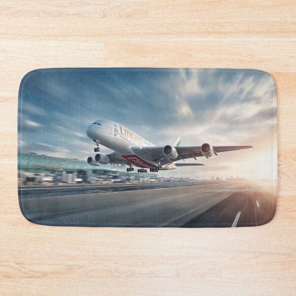 Item preview, Emirates Flagship A380 Climbing Gracefully Under Bright Sunlight designed and sold by Skyframe Aviation.