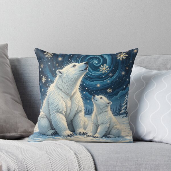 Item preview, Starlit Polar Bears – Magical Winter Night Arctic Painting designed and sold by PixelVibe782.