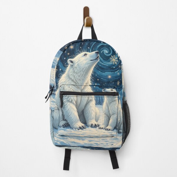 Item preview, Starlit Polar Bears – Magical Winter Night Arctic Painting designed and sold by PixelVibe782.