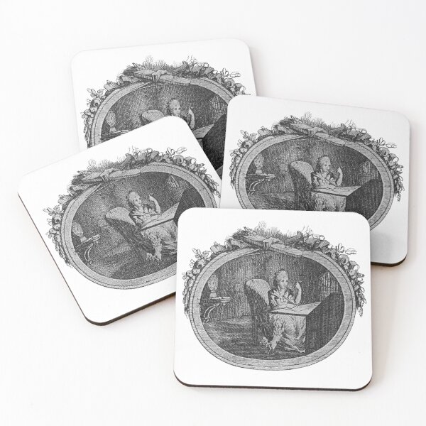Item preview, Rokoko Lady with Dog at Her Writing Desk - 18th century copper engraving designed and sold by OldBookish Designs.
