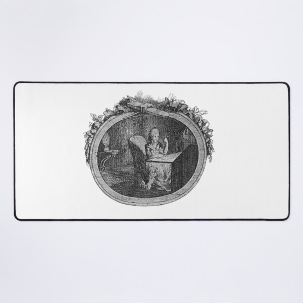Item preview, Rokoko Lady with Dog at Her Writing Desk - 18th century copper engraving designed and sold by OldBookish Designs.