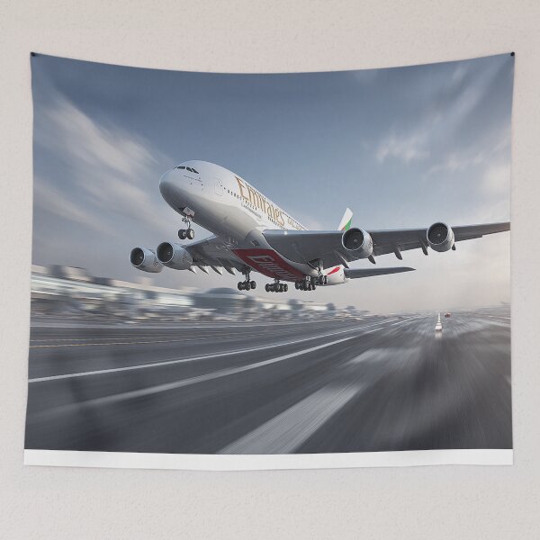 Item preview, Emirates Flagship A380 Breaking Free of the Ground in Stunning Visibility designed and sold by Skyframe Aviation.
