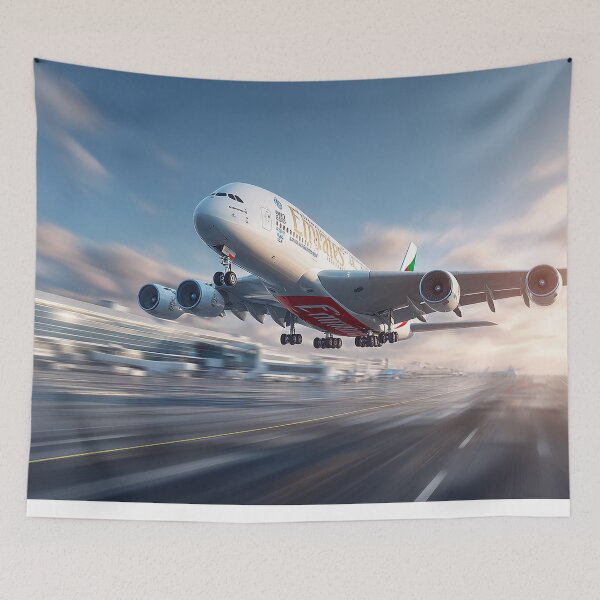 Item preview, Emirates Long Haul A380 Taking Off with Engines Roaring designed and sold by Skyframe Aviation.
