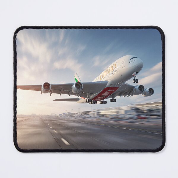Item preview, Emirates Long Haul A380 Powering Into the Air Under Blue Skies designed and sold by Skyframe Aviation.