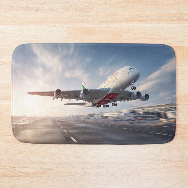 Item preview, Emirates Long Haul A380 Powering Into the Air Under Blue Skies designed and sold by Skyframe Aviation.