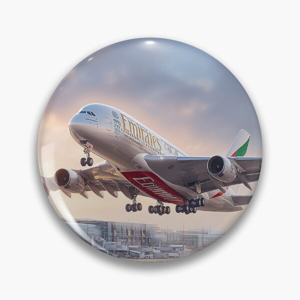 Item preview, Emirates Jetliner A380 Climbing Gracefully Under Blue Skies designed and sold by Skyframe Aviation.