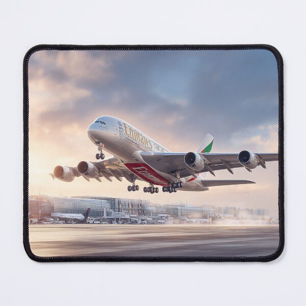 Item preview, Emirates Jetliner A380 Climbing Gracefully Under Blue Skies designed and sold by Skyframe Aviation.