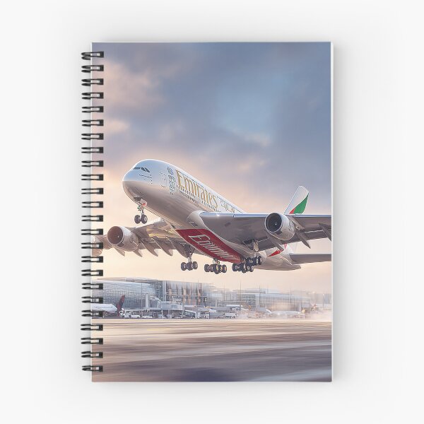 Item preview, Emirates Jetliner A380 Climbing Gracefully Under Blue Skies designed and sold by Skyframe Aviation.