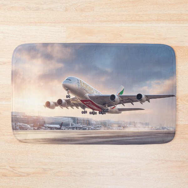 Item preview, Emirates Jetliner A380 Climbing Gracefully Under Blue Skies designed and sold by Skyframe Aviation.