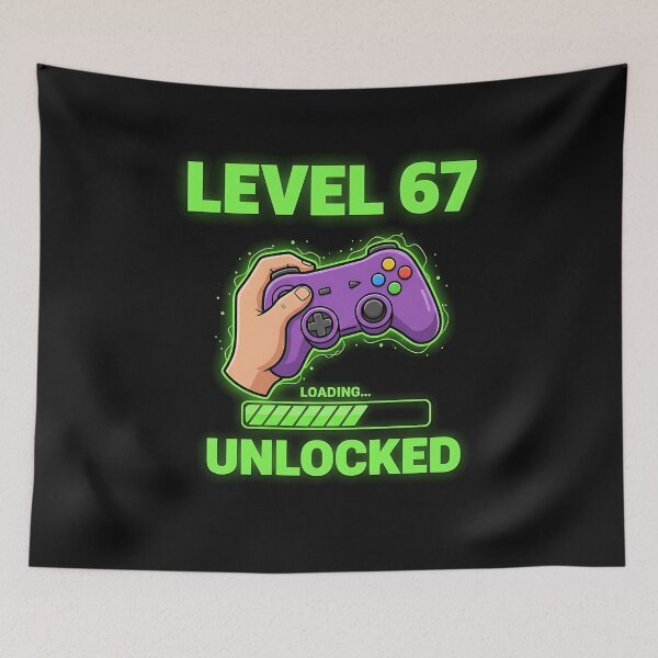 Item preview, Level 67 Unlocked Gaming 6-7 School Meme Six Seven Boys Kids  designed and sold by merlinnears.