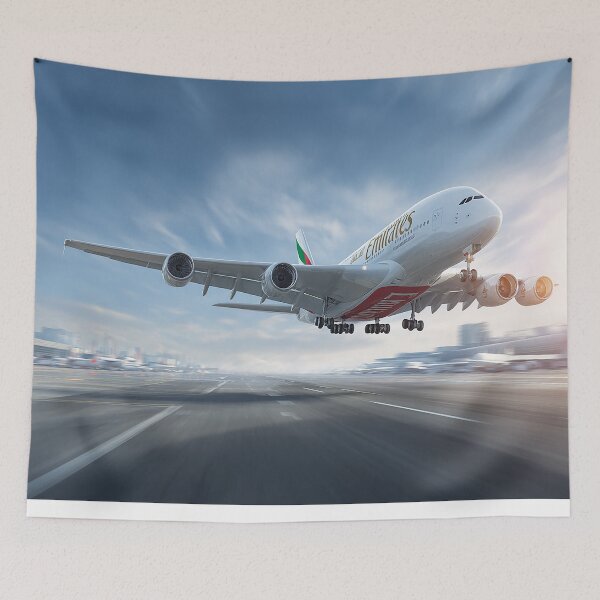 Item preview, Emirates Airbus A380 Lifting Into Clear Skies at Dubai International designed and sold by Skyframe Aviation.