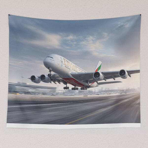 Item preview, Emirates Flagship A380 Lifting From the Runway with Engines Roaring designed and sold by Skyframe Aviation.
