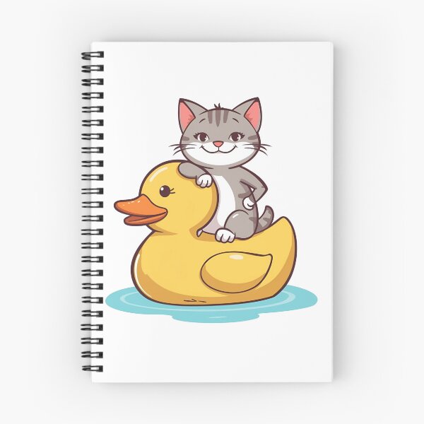 Item preview, Cute Cat Riding a Rubber Duck Cartoon Illustration designed and sold by HeavyFeatherz.