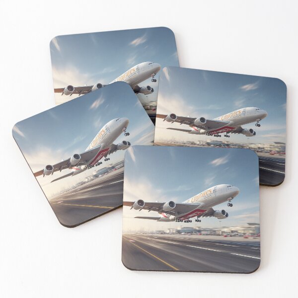 Item preview, Emirates Luxury A380 Rising Into Bright Skies with Desert Heat Rising designed and sold by Skyframe Aviation.