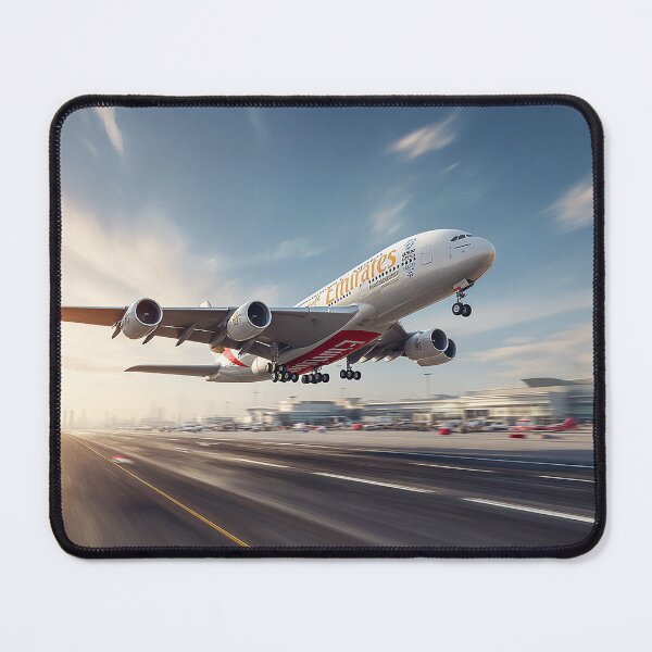 Item preview, Emirates Luxury A380 Rising Into Bright Skies with Desert Heat Rising designed and sold by Skyframe Aviation.