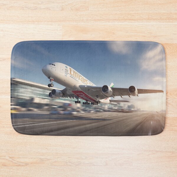 Item preview, Emirates A380 Beginning Its Ascent in Morning Glow designed and sold by Skyframe Aviation.
