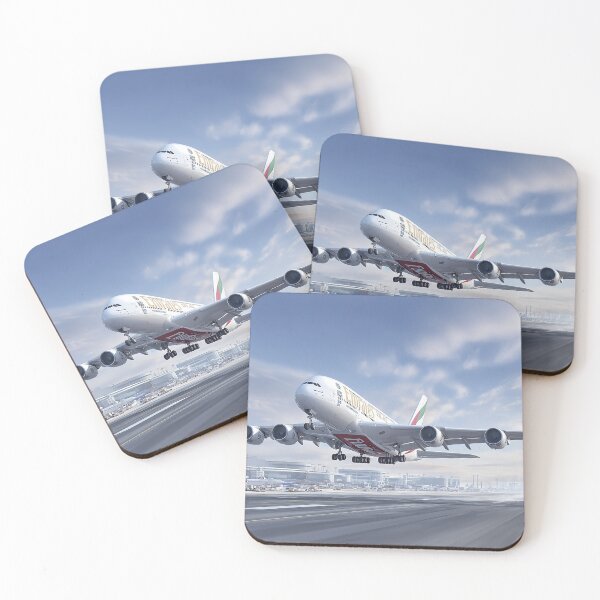 Item preview, Emirates Jetliner A380 Breaking Free of the Ground in Clear Skies designed and sold by Skyframe Aviation.