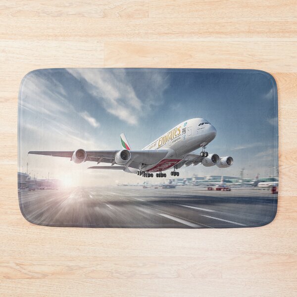 Item preview, The Emirates Superjumbo Starting Its Takeoff Roll with Sunlight on the Fuselage designed and sold by Skyframe Aviation.