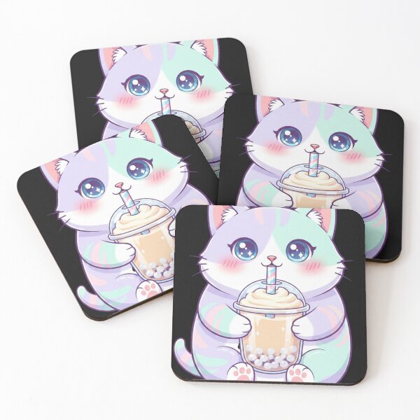 Item preview, Chubby Kawaii Pastel Cat Drinking Boba Tea designed and sold by ZP-Designs.