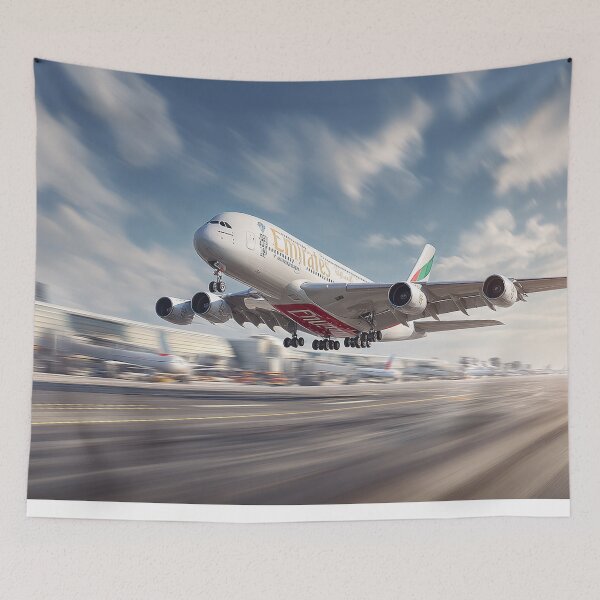 Item preview, Emirates Long Haul A380 Beginning Its Ascent with Desert Heat Rising designed and sold by Skyframe Aviation.