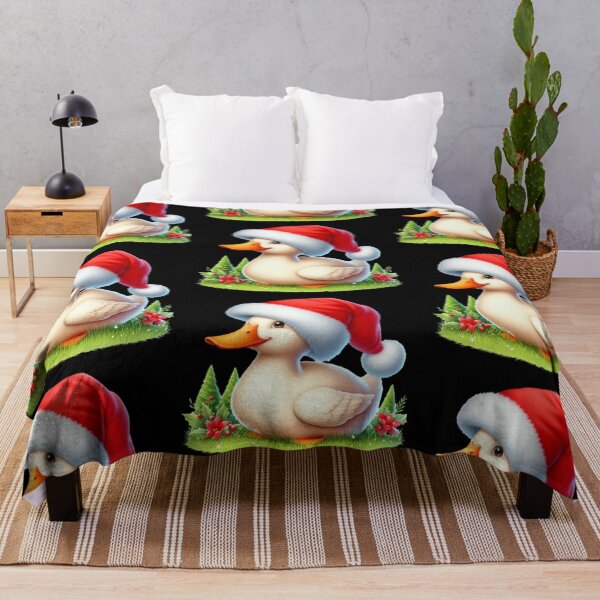 Item preview, Happy Duckling in a Santa Hat Among Festive Foliage designed and sold by Dominik1994.