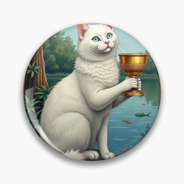 Item preview, Ace of Cups Cat Tarot Card Vintage Art designed and sold by PictorialWhimsy.
