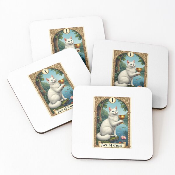 Item preview, Ace of Cups Cat Tarot Card Vintage Art designed and sold by PictorialWhimsy.