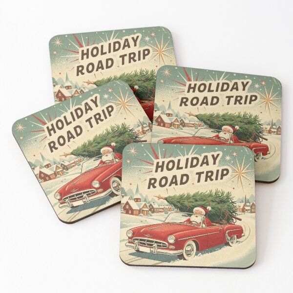 Item preview, Holiday Road Trip T-Shirt: 1950s Santa Driving Classic Red Convertible with Christmas Tree designed and sold by ZyxDes.