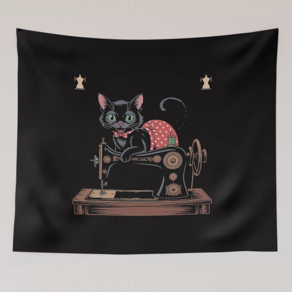 Item preview, I Sew So I Don't Choke People Save A Life Send Fabric Cat designed and sold by CareTopping.