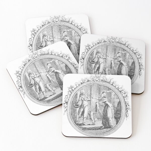Item preview, Rokoko Romantic Scenery Pair with Dog 18th Century Copper Engraving designed and sold by OldBookish Designs.